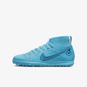 Blue / Orange Kids' Nike Jr. Mercurial Superfly 8 Club TF Older Turf Football Shoes | NK480YPH