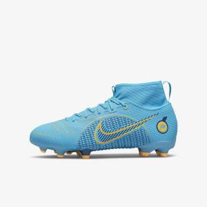 Blue / Orange Kids' Nike Jr. Mercurial Superfly 8 Academy MG Older Multi-Ground Football Shoes | NK621OKX