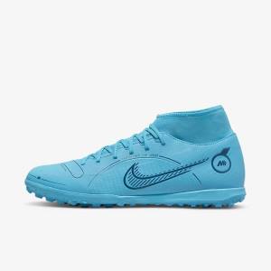 Blue / Orange Men's Nike Mercurial Superfly 8 Club TF Turf Football Shoes | NK301QIF