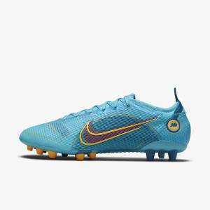 Blue / Orange Women's Nike Mercurial Vapor 14 Elite AG Artificial-Grounds Football Shoes | NK620OWB