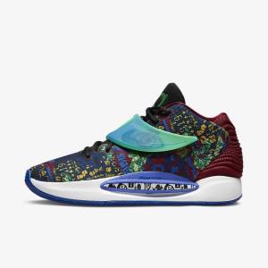 Blue / Royal Blue / Light Green Men's Nike KD14 NRG Basketball Shoes | NK629IKY