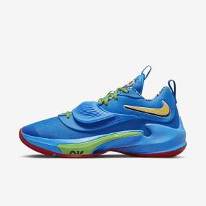 Blue / White / Red / Black Men's Nike Zoom Freak 3 Basketball Shoes | NK975QBK