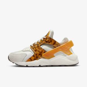 Brown / Light Beige / Yellow Women's Nike Air Huarache Sneakers | NK589EYM