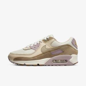 Brown / Light Purple / Khaki Women's Nike Air Max 90 Sneakers | NK948GAX