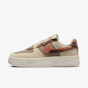 Burgundy / Khaki Women's Nike Air Force 1 Fontanka Sneakers | NK540SDH