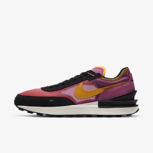 Fuchsia / Black / Gold Men's Nike Waffle One Sneakers | NK762DSW