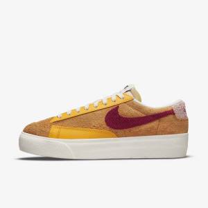 Gold / Pink / Burgundy Women's Nike Blazer Low Platform Sneakers | NK130GAB