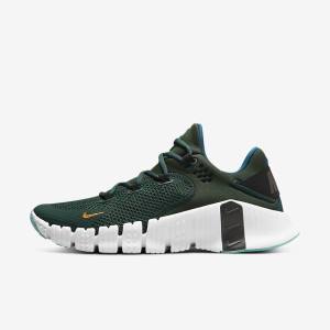 Green / Black / White Women's Nike Free Metcon 4 Training Shoes | NK572QJV