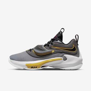 Grey / Black Men's Nike Zoom Freak 3 Basketball Shoes | NK418JVG