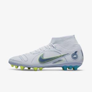 Grey / Light Blue / Dark Blue Men's Nike Mercurial Superfly 8 Academy AG Artificial-Grass Football Shoes | NK350LAW