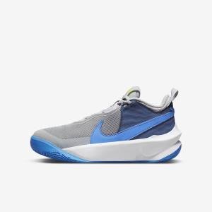 Grey / Navy / Green / Blue Kids' Nike Team Hustle D 10 Older Basketball Shoes | NK908GET