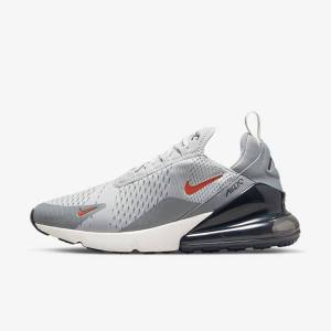 Grey / Orange Men's Nike Air Max 270 Sneakers | NK387RBK