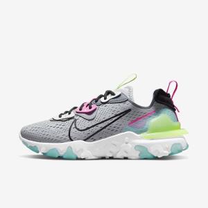 Grey / Pink / Black Women's Nike React Vision Sneakers | NK634YZN