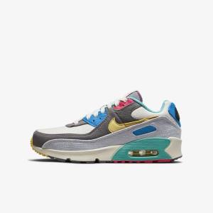 Grey / Pink Kids' Nike Air Max 90 Older Sneakers | NK571FQB