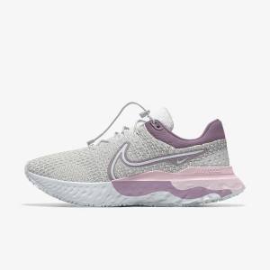 Grey / Platinum / Grey Women's Nike React Infinity Run 3 By You Custom Road Running Shoes | NK675RME