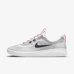 Grey / White / Light Red / Black Men's Nike SB Nyjah Free 2 Skate Shoes | NK408WZM