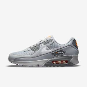 Grey / White Men's Nike Air Max 90 Sneakers | NK894PYH