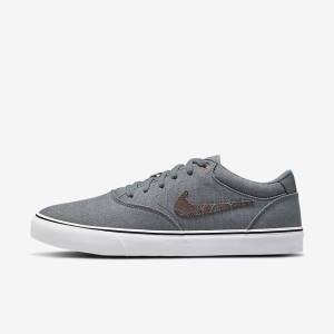 Grey / White Men's Nike SB Chron 2 Canvas Premium Skate Shoes | NK345FCK