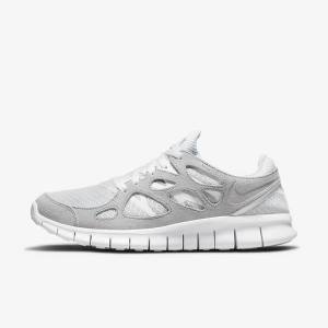 Grey / White / Platinum Men's Nike Free Run 2 Sneakers | NK148SEA