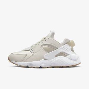 Khaki / Light Brown / White Women's Nike Air Huarache Sneakers | NK012OWG