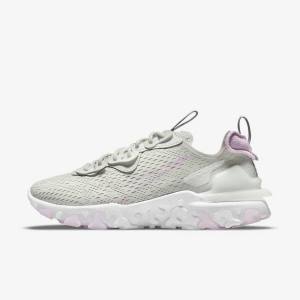 Light Beige / White / Pink Women's Nike React Vision Sneakers | NK041VDT