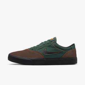 Light Chocolate / Green / Orange / Black Men's Nike SB Chron 2 Skate Shoes | NK527QOB