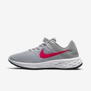 Light Grey / Dark Grey / Red Men's Nike Revolution 6 FlyEase Next Nature Easy On-Off Road Running Shoes | NK809RWS