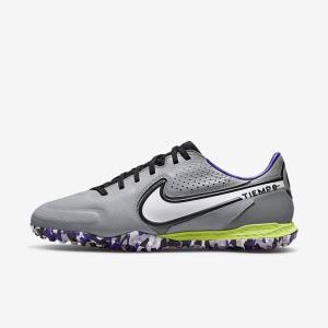 Light Grey / White Men's Nike React Tiempo Legend 9 Pro TF Turf Football Shoes | NK092QUB