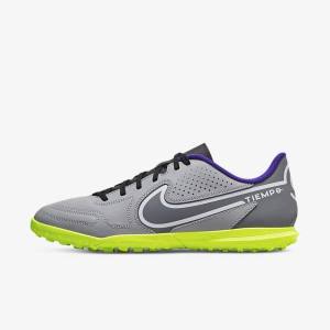 Light Grey / White Men's Nike Tiempo Legend 9 Club TF Turf Football Shoes | NK412FTX