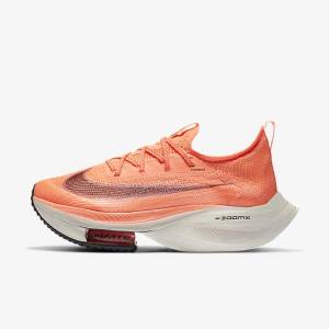 Light Mango / Metal Red Brown / Black Women's Nike Air Zoom Alphafly NEXT% Flyknit Road Racing Running Shoes | NK413XCV