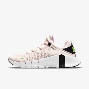 Light Pink / White / Black / Green Women's Nike Free Metcon 4 Training Shoes | NK503AES