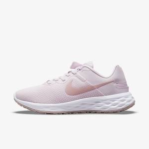 Light Purple / White Women's Nike Revolution 6 FlyEase Next Nature Easy On-Off Road Running Shoes | NK498MRV