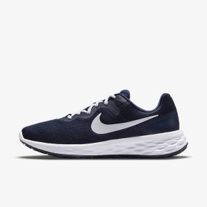 Navy / Obsidian / White Men's Nike Revolution 6 Next Nature Road Running Shoes | NK261RCZ