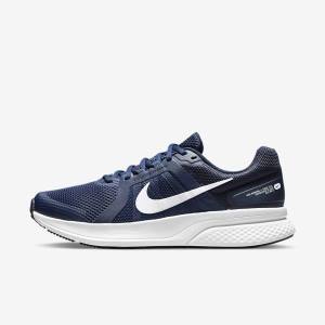 Navy / Obsidian / White Men's Nike Run Swift 2 Road Running Shoes | NK375XWQ