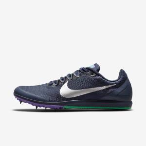 Obsidian / Turquoise / Metal Silver Men's Nike Zoom Rival D 10 Athletics Distance Spikes Running Shoes | NK307SGE