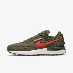 Olive / Black / Orange Men's Nike Waffle One Premium Sneakers | NK297DCM