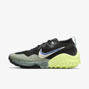 Olive / Light Lemon Women's Nike Wildhorse 7 Trail Running Shoes | NK031MVK