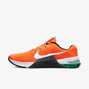 Orange / Dark Grey / Turquoise / White Women's Nike Metcon 7 Training Shoes | NK590DPJ