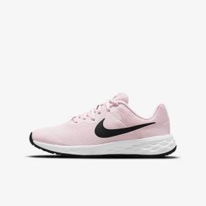 Pink / Black Kids' Nike Revolution 6 Older Road Running Shoes | NK027CBF