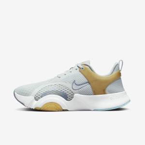 Platinum / Metal Gold / White Women's Nike SuperRep Go 2 Training Shoes | NK275EMD