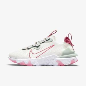 Platinum / Pink Women's Nike React Vision Sneakers | NK934GIQ