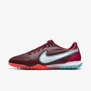 Red / Light Red / White Women's Nike React Tiempo Legend 9 Pro TF Turf Football Shoes | NK563BGI