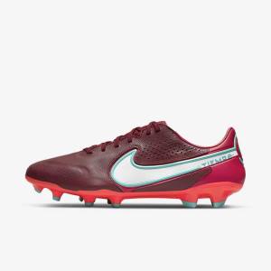 Red / White Women's Nike Tiempo Legend 9 Pro FG Firm-Ground Football Shoes | NK630GLY