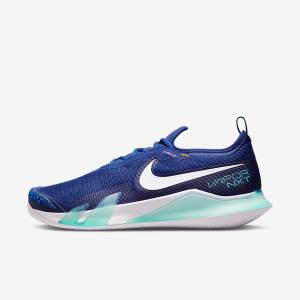 Royal Blue / Turquoise / Orange / White Men's Nike NikeCourt React Vapor NXT Clay Court Tennis Shoes | NK240CUW