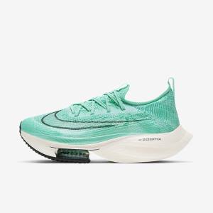 Turquoise / Black / Light Turquoise / White Women's Nike Air Zoom Alphafly NEXT% Flyknit Road Racing Running Shoes | NK148OMR