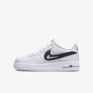 White / Black Kids' Nike Air Force 1 Older Sneakers | NK029UAJ