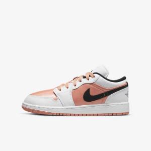 White / Black Kids' Nike Air Jordan 1 Low Older Sneakers | NK195LHK