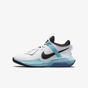 White / Black Kids' Nike Air Zoom Crossover Older Basketball Shoes | NK158VWT