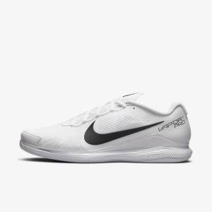 White / Black Men's Nike NikeCourt Air Zoom Vapor Pro Carpet Tennis Shoes | NK561BOX