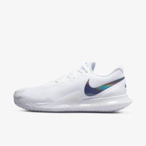 White / Black Men's Nike NikeCourt Zoom Vapor Cage 4 Rafa Hard Court Tennis Shoes | NK493KMB